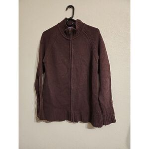 Patagonia Jacket Womens Dark Purple Large Full Zip 100% Lambswool‎ High Neck